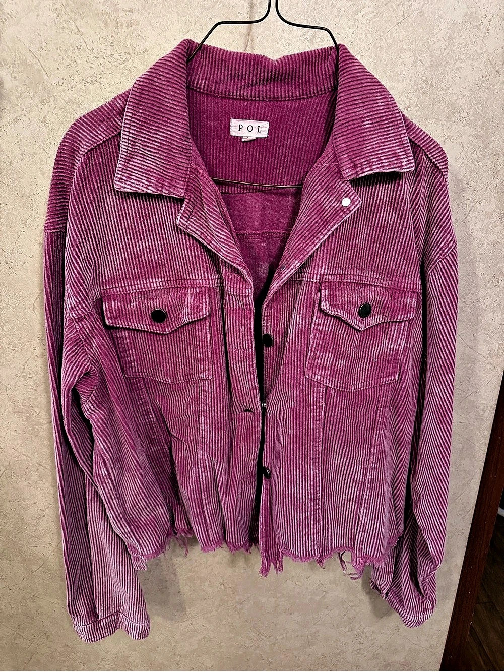 POL Corduroy Trucker Jacket Pink Large